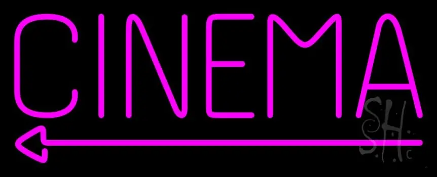 Pink Cinema With Arrow LED Neon Sign