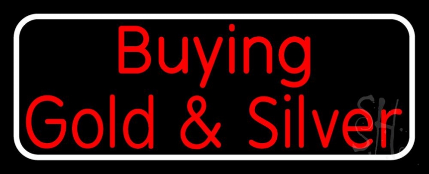 Red Buying Gold And Silver White Border Block LED Neon Sign