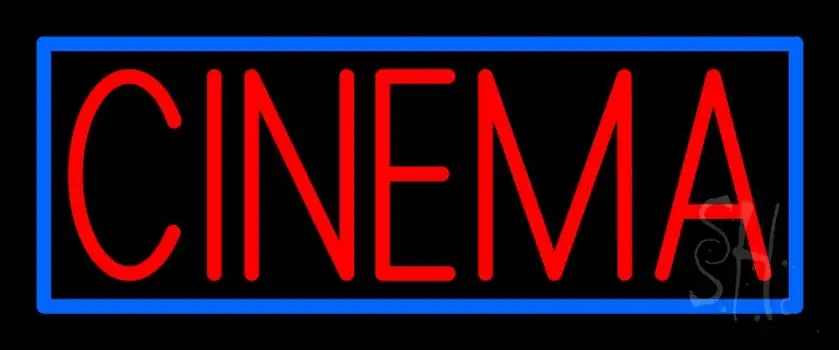 Red Cinema With Blue Border LED Neon Sign