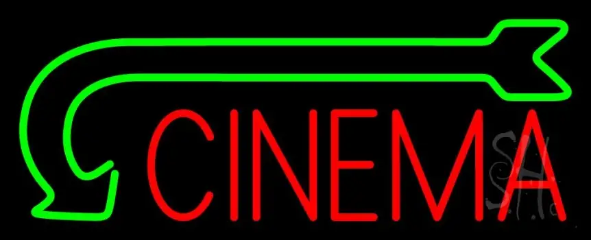 Red Cinema With Green Arrow LED Neon Sign