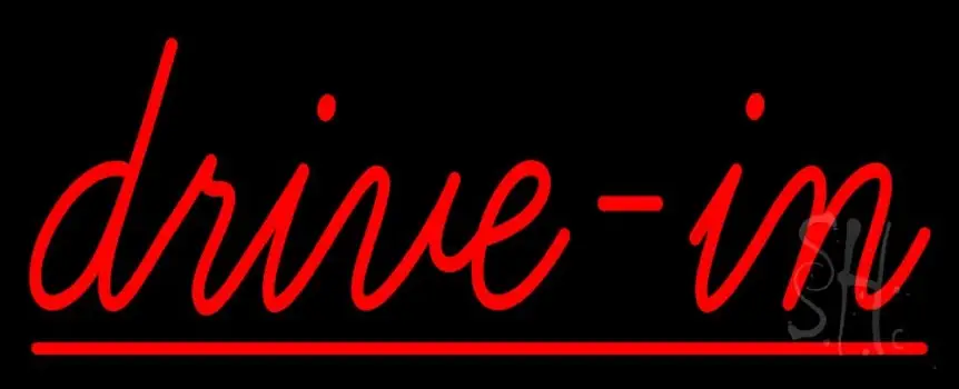 Red Cursive Drive In LED Neon Sign
