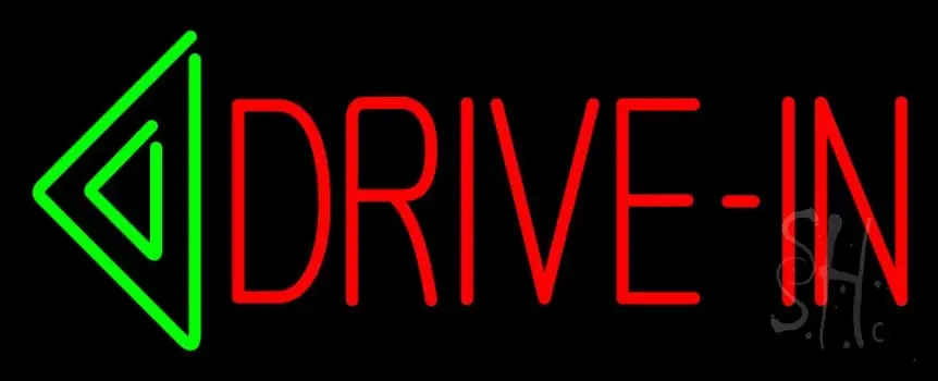 Red Drive In Green Arrow LED Neon Sign
