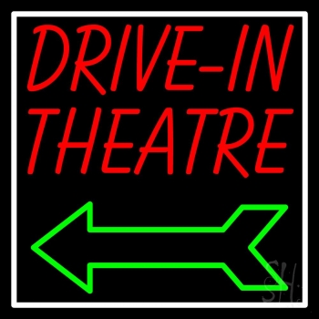 Red Drive In Theatre With Border LED Neon Sign