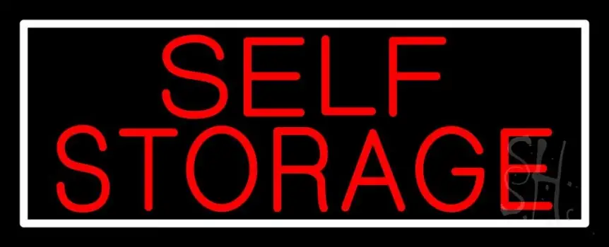 Red Self Storage White Border LED Neon Sign