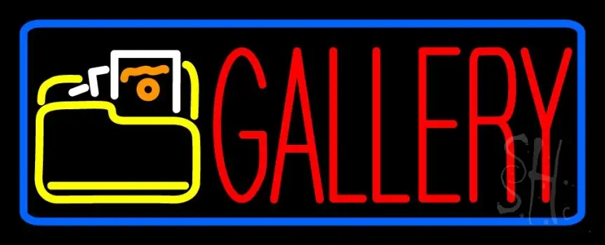 Blue Border Red Gallery With Logo LED Neon Sign
