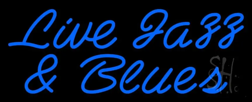 Blue Live Jazz And Blues Cursive LED Neon Sign