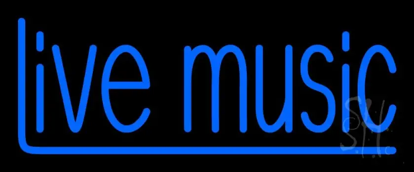 Blue Live Music 2 LED Neon Sign