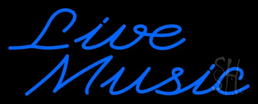 Blue Live Music Cursive 1 LED Neon Sign