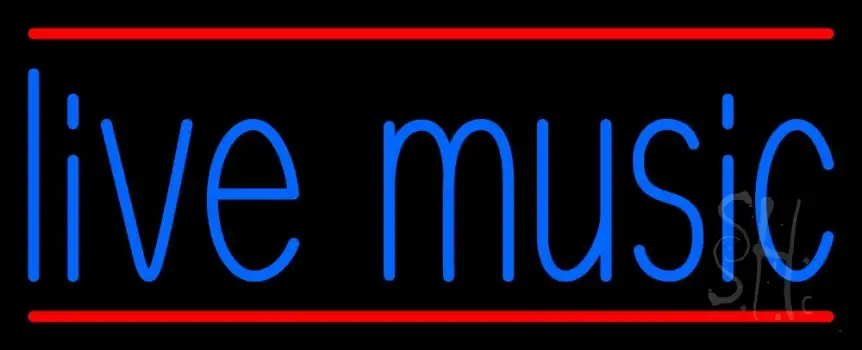 Blue Live Music Red Line LED Neon Sign