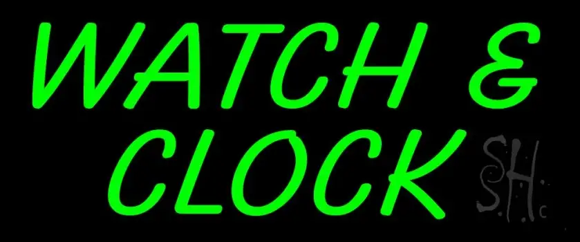 Green Watch And Clock LED Neon Sign