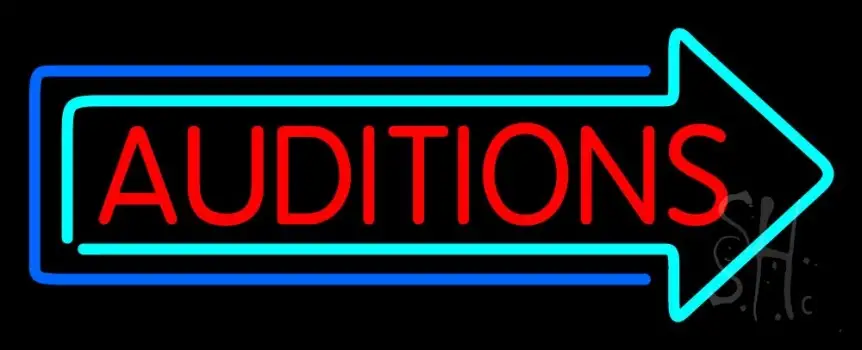 Red Auditions Arrow LED Neon Sign
