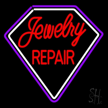 Red Jewelry Repair Diamond Border LED Neon Sign