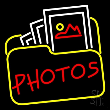 Red Photos With Photo Icon LED Neon Sign