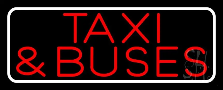 Red Taxi And Buses With Border LED Neon Sign