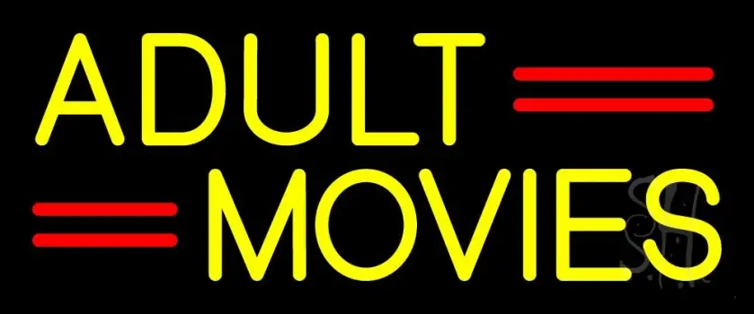 Yellow Adult Movies LED Neon Sign