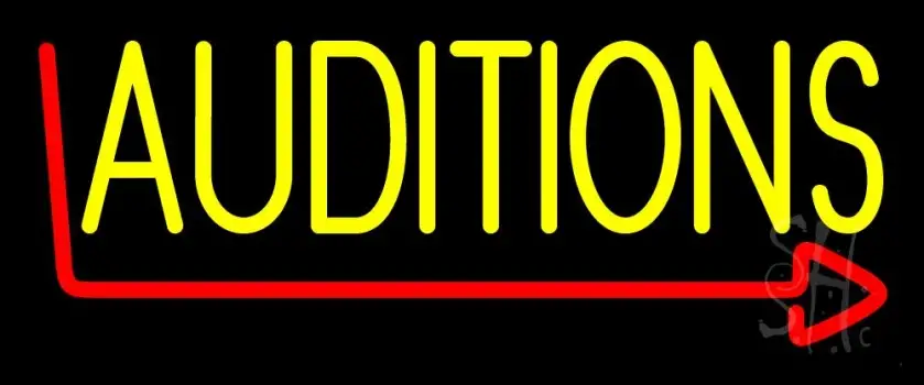 Yellow Auditions Arrow LED Neon Sign