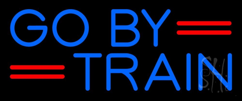 Blue Go By Train LED Neon Sign