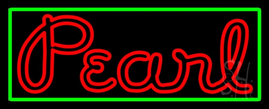 Green Border Red Pearl Cursive LED Neon Sign