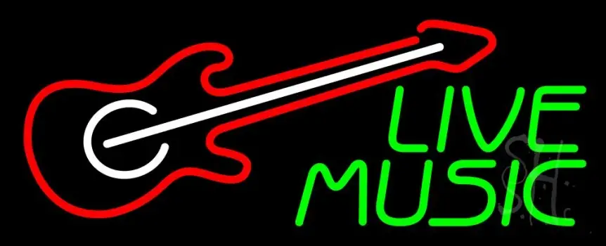Green Live Music 2 LED Neon Sign