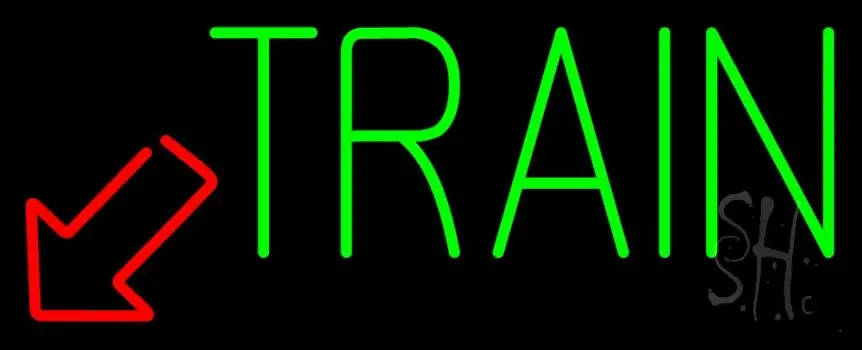 Green Train With Red Arrow LED Neon Sign