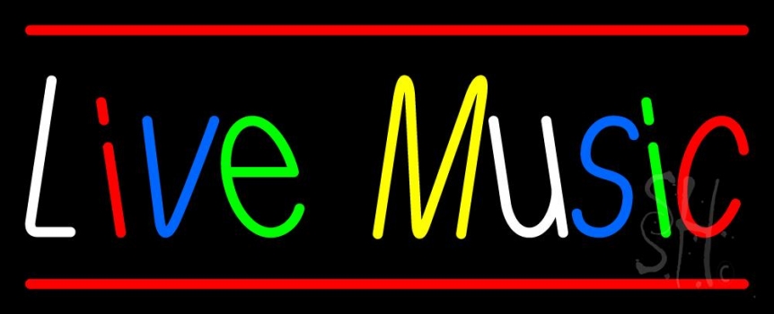 Live Music With Red Line LED Neon Sign