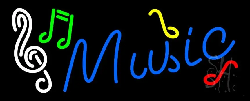 Music Blue 1 LED Neon Sign