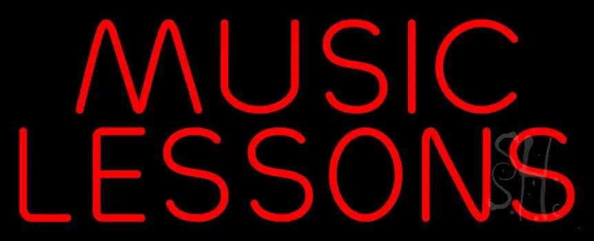 Red Music Lessons LED Neon Sign