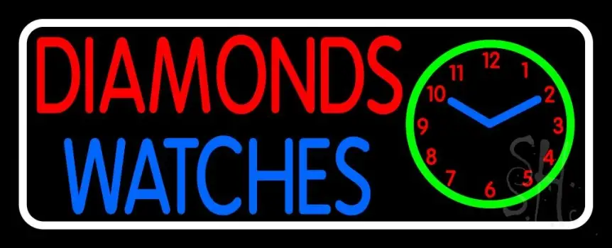 Red Diamonds Blue Watches Block LED Neon Sign