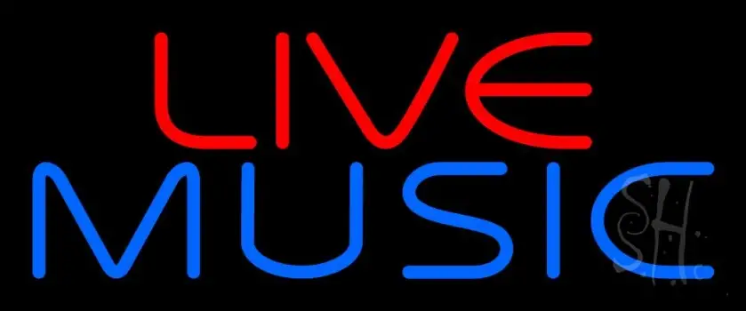 Red Live Blue Music Block 2 LED Neon Sign