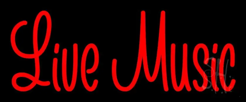 Red Live Music 2 LED Neon Sign