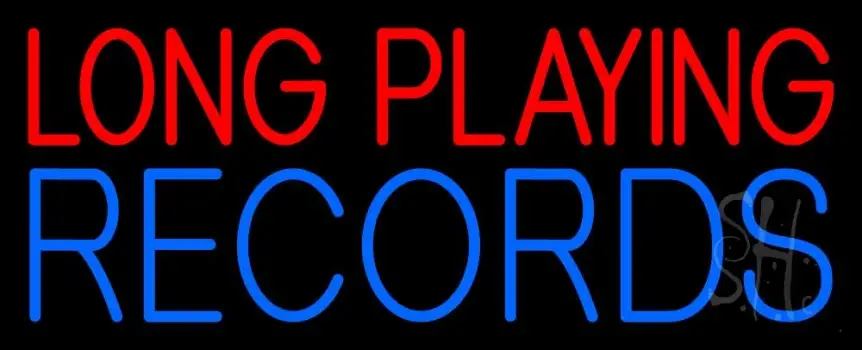 Red Long Playing Blue Records Block 1 LED Neon Sign