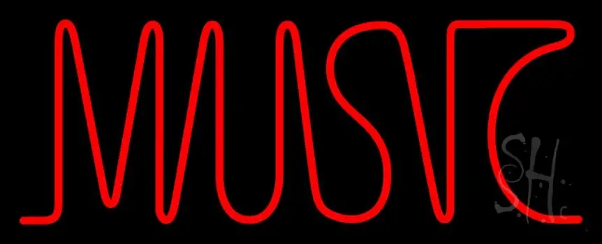 Red Music Block LED Neon Sign