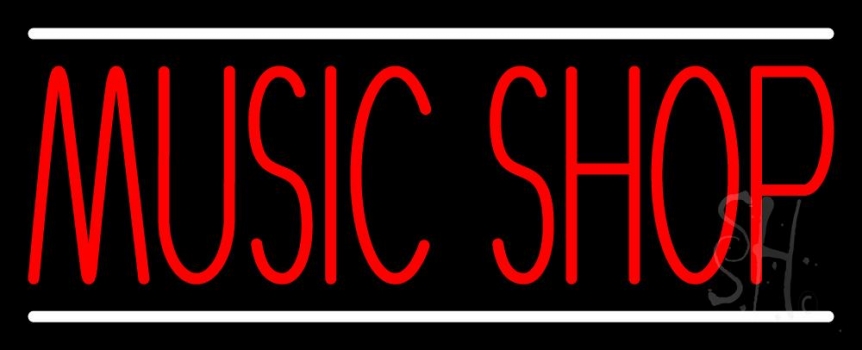 Red Music Shop Block LED Neon Sign