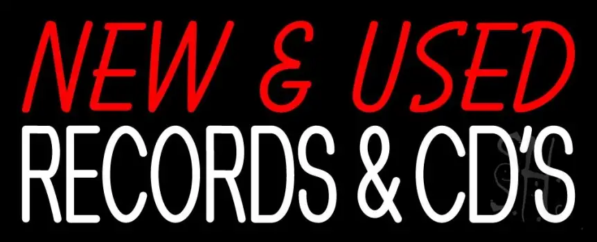 Red New And Used White Records And Cds 2 LED Neon Sign