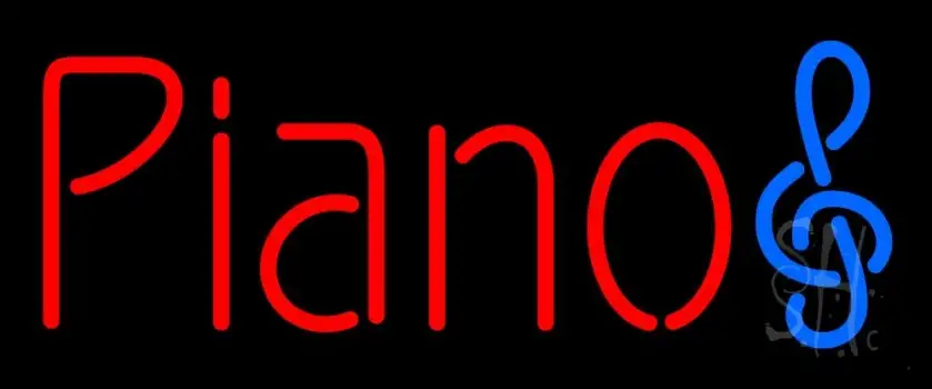 Red Piano Music Note LED Neon Sign