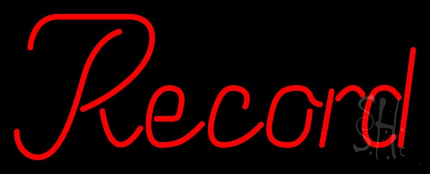 Red Record Cursive LED Neon Sign