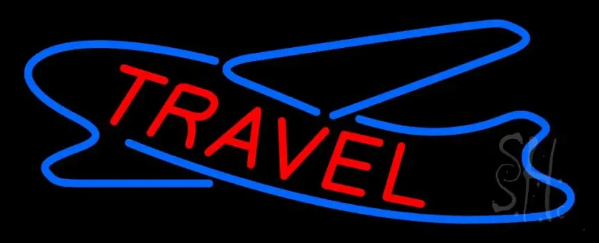 Red Travel With Logo LED Neon Sign