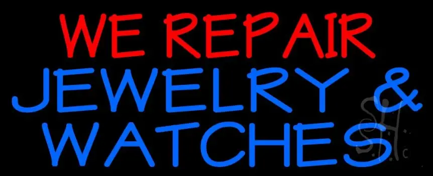 Red We Repair Blue Jewelry And Watches LED Neon Sign