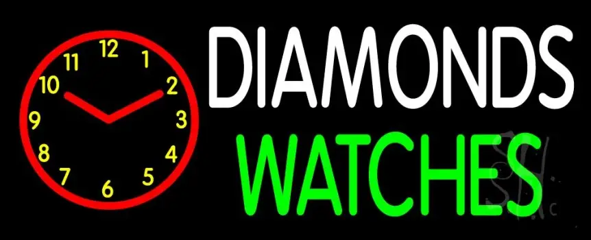 White Diamonds Green Watches Block LED Neon Sign