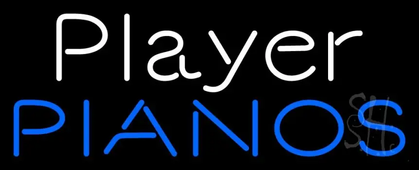 White Player Blue Pianos Block LED Neon Sign