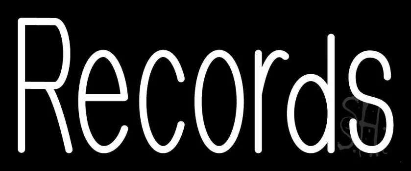 White Records 1 LED Neon Sign