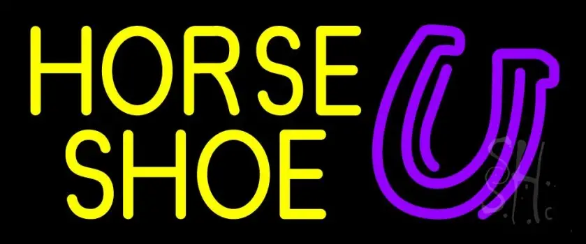 Yellow Horse Shoe LED Neon Sign