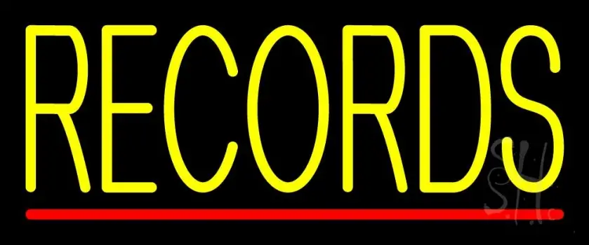Yellow Records Red Line LED Neon Sign