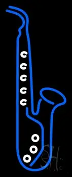 Blue And White Trumpet Saxophone 1 LED Neon Sign