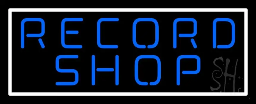 Blue Record Shop Block LED Neon Sign