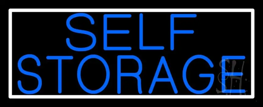 Blue Self Storage With White Border LED Neon Sign