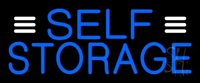 Blue Self Storage With White Line LED Neon Sign