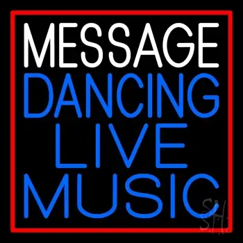 Custom Block Blue Live Music Dancing Red Border LED Neon Sign