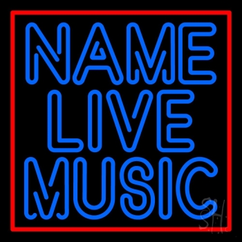 Custom Blue Live Music With Red Border LED Neon Sign