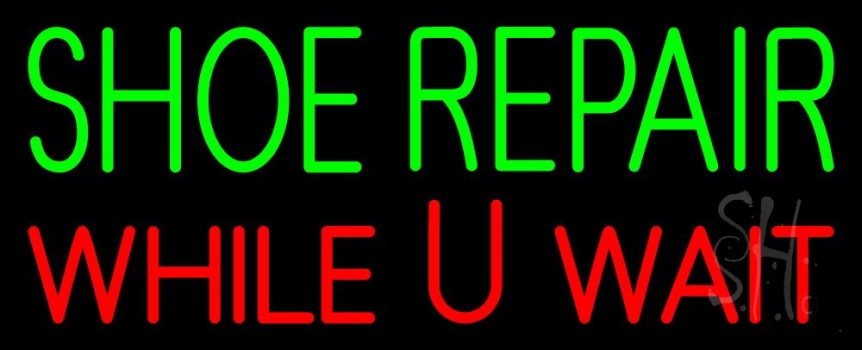 Green Shoe Repair Red While You Wait LED Neon Sign